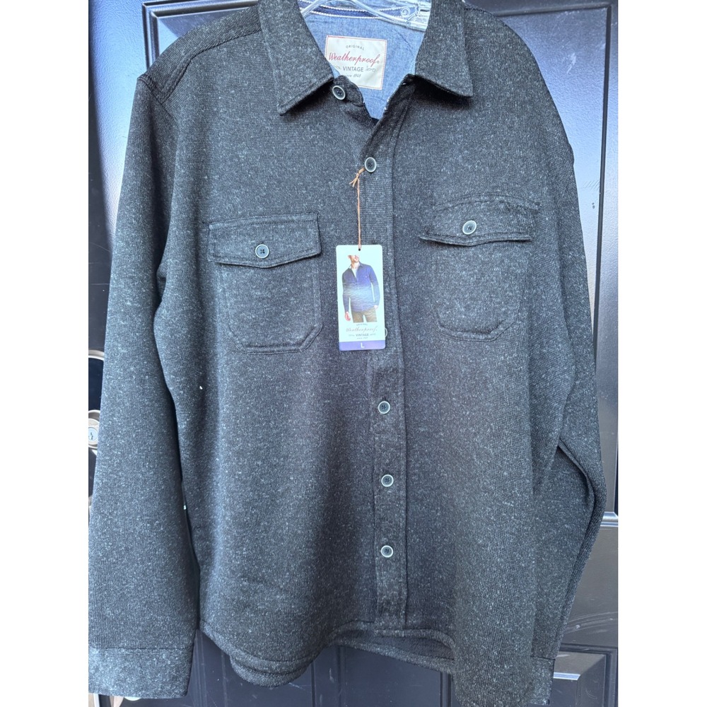 Weatherproof Vintage Mens Sherpa Lined Shirt Jacket Charcoal Gray Large 1147183